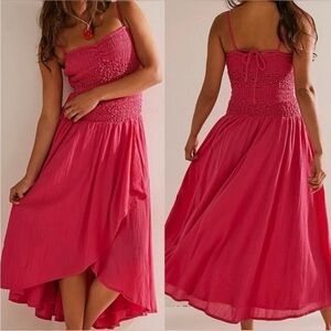 NWT Free People Sparkling Moments Drop Waist Cotton Smocked Dress
